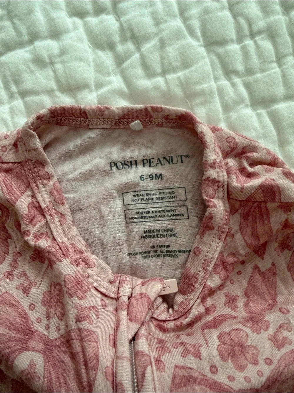 Posh Peanut Dusty Pink Paisley Footed One-Piece Zip Romper